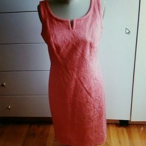 Talbots Embroidered coral cut neck sheath dress